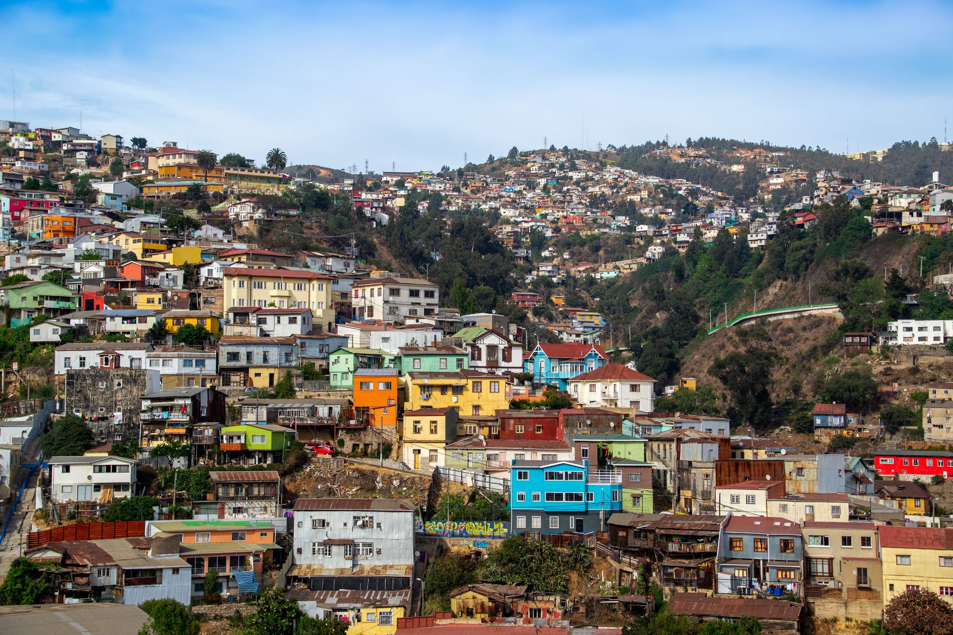 Colorful hillside houses of Valparaíso, Chile